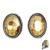[R7307] - Silver Amber 'Sissi' Designer Clips - 17x13 Mm