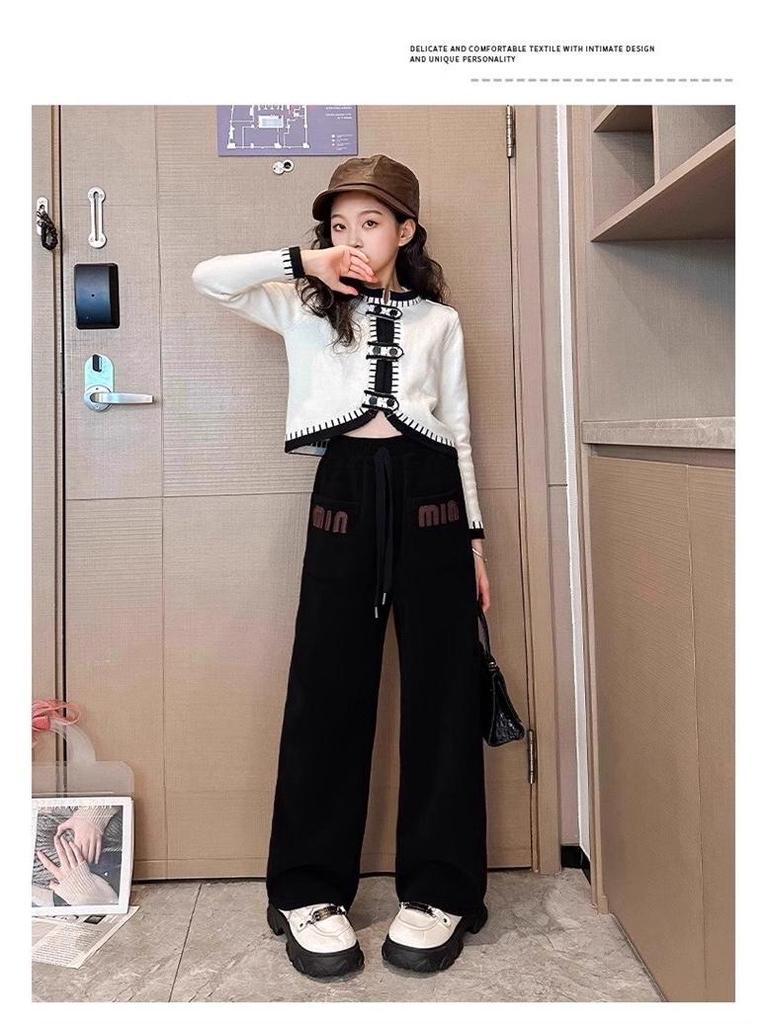 Широкие брюки для девочек с флисовой подкладкой: Повседневные прямые брюки для детей Осень/Зима 2025