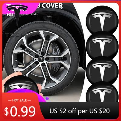 Автомобильная наклейка 2025 Новая Tesla 4 шт. 56 мм Автостайлинг Колпачки ступицы Колесо Значок Наклейки Декор для Tesla Model 3 X S Y Accesso