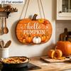 Autumn Harvest Theme Sign Fall Thanksgiving Wooden Door Hanger, 2D Sunflower Pumpkin Gnome Wall Holiday Ornament Plaque, Rustic Farmhouse Hanging