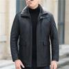 Кожаная куртка мужская утолщенная теплая пуховая куртка мужская куртка для среднего возраста средняя и длинная куртка для папы