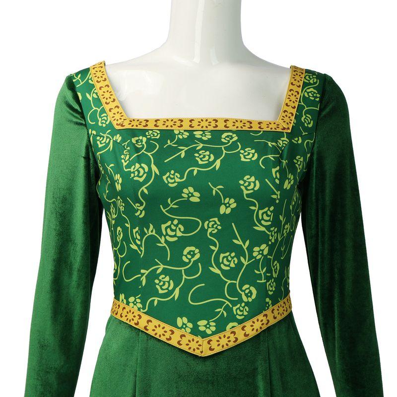 Shrek Princess Fiona Cosplay Costume Princess Fiona Green Long Dress Cosplay Costume