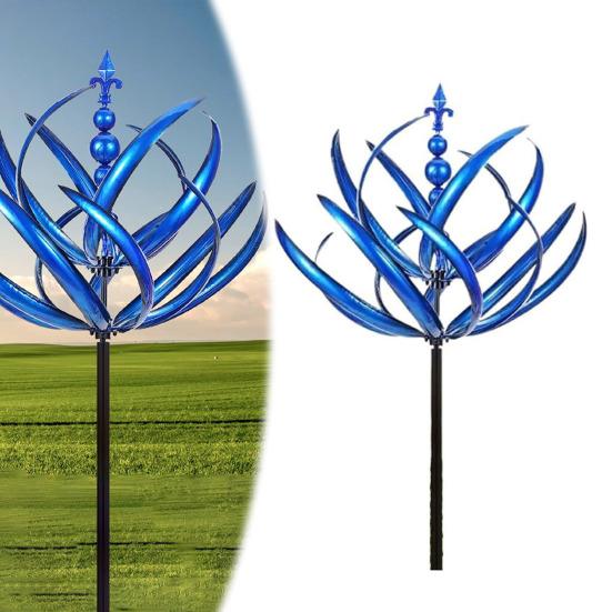 Цветок лотоса, ветровая вертушка, садовая металлическая ветряная мельница, вращение на 360 градусов, устойчивая к ультрафиолетовому излучению, двухслойная, большая ветровая вертушка, декор