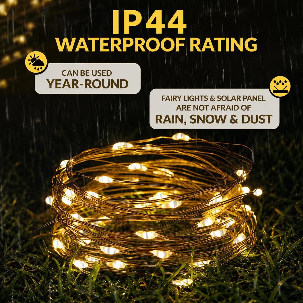 LED Solar String Light Outdoor Garden Fairy Lights ,100 Leds,Waterproof, Lamp for Christmas Party,8 modes,Suitable for garden