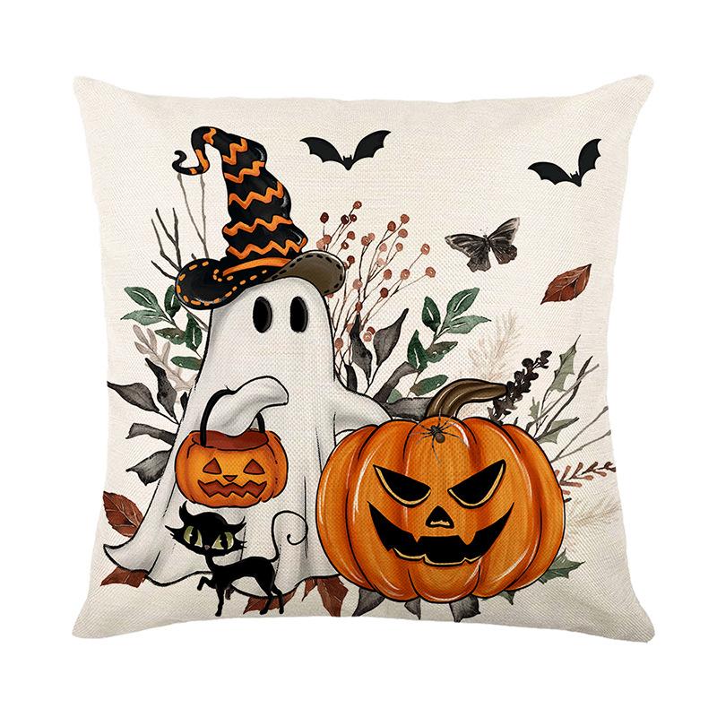 1pc Halloween Cushion Cover Pumpkin Ghost Pattern Pillowcase Suitable for Festival Living Room Bedroom Decoration Festival Gifts