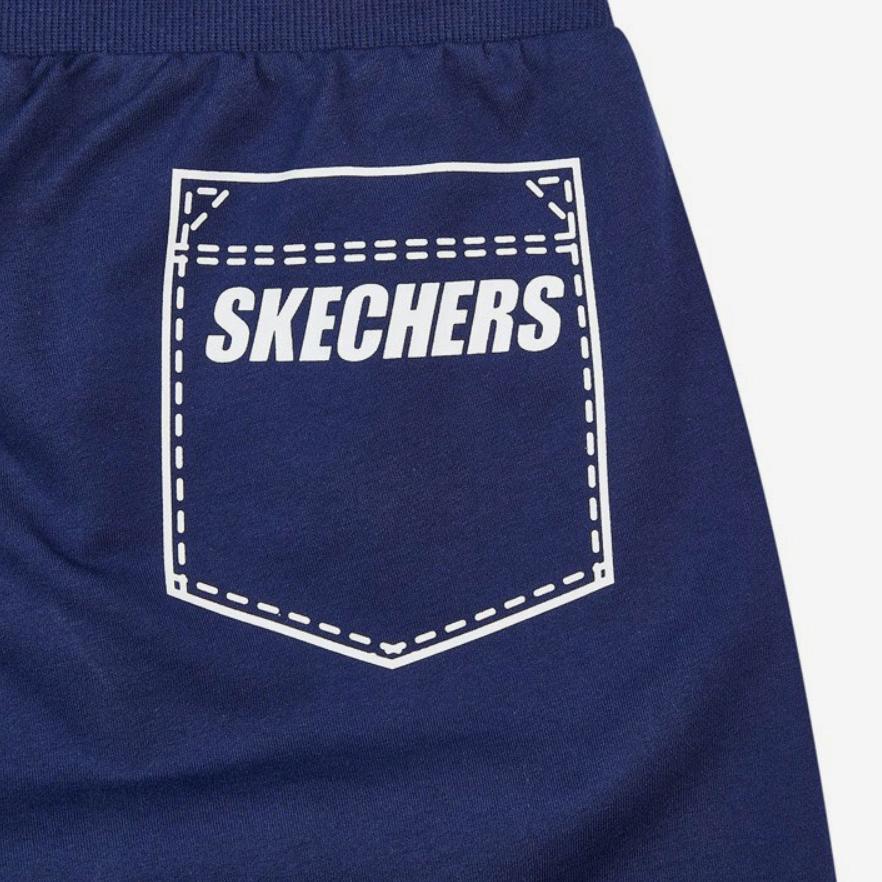 Skechers Детские вязаные спортивные брюки Однотонные с логотипом Средняя посадка Зауженные Детские брюки Полуночно-синий L221B129-007D