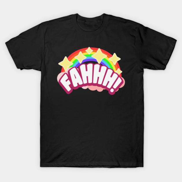 Asian Size Men Black Print T-shirt Fahhh! Rainbow No-Cut Print Cotton Tshirt
