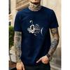 Summer 2D Printed Trendy Minimalist Men's T-Shirt with Monkfish Bone Print Casual Versatile Pullover 100% Cotton T shirts