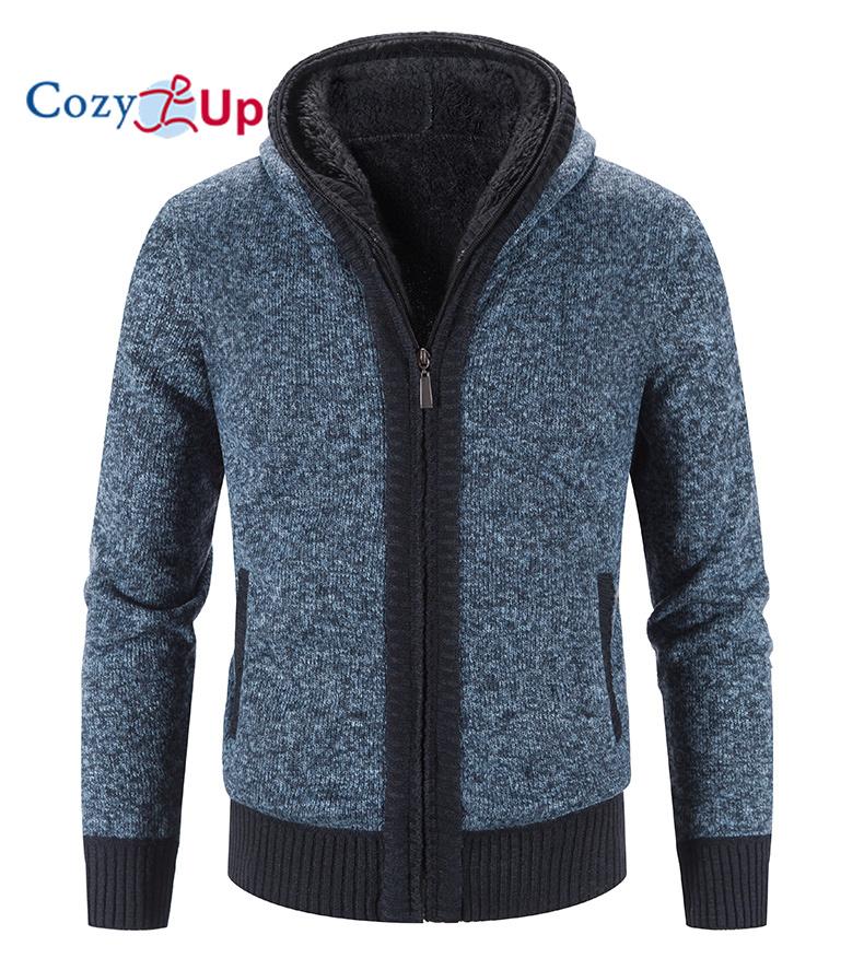 Cozy Up Флисовый стеганый свитер, пальто, однотонный кардиган с капюшоном для мужчин