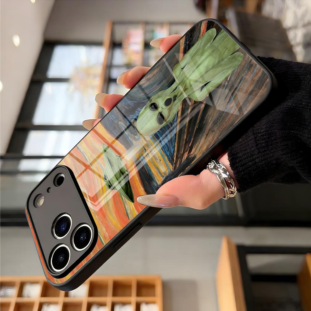 Смешной Космический НЛО Инопланетная Штука Чехол Для Телефона Для IPhone 17 Air 16 E Pro Max 15 14 13 Mini 12 Pro 11 Max Plus Черная Стеклянная Крышка