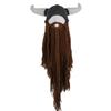 Warm Beanie Bearded Funny Caps Hand Weave Big Beard Mask Hat Viking Horn Hat  Costume Accessory
