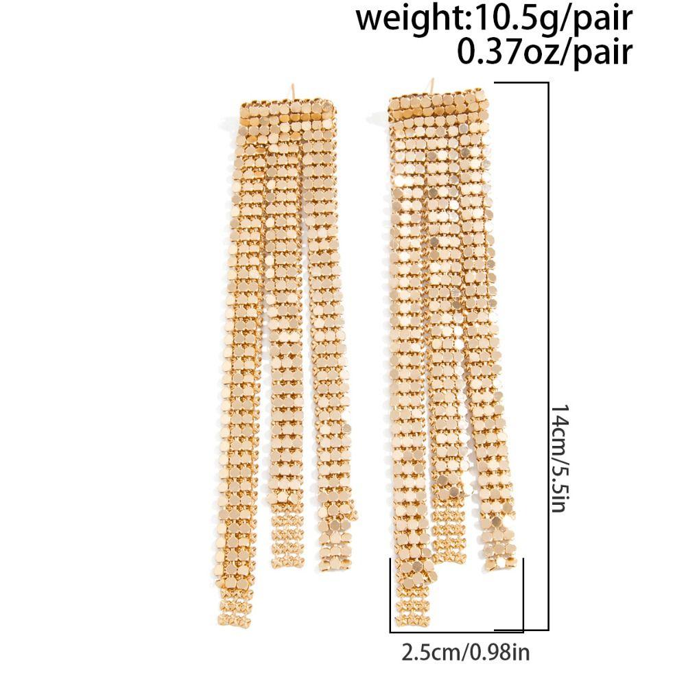 Korean Style Tassel Long Earring Shiny Gold Chain Drop Earrings Exquisite Sequin Earrings Girls