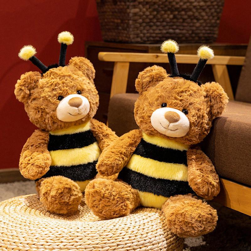Plush Bee Bear Toy With Pp Cotton Filling For Kids Sleep Pillow Gift