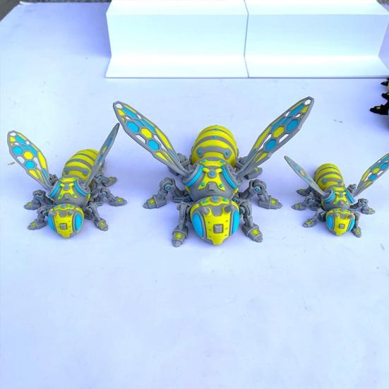 3D-печатная механическая фигурка пчелы, Коллекционный киберпанк-осиный орнамент с подвижными суставами, Арт-игрушка-антистресс для стола в виде шарнирного насекомого