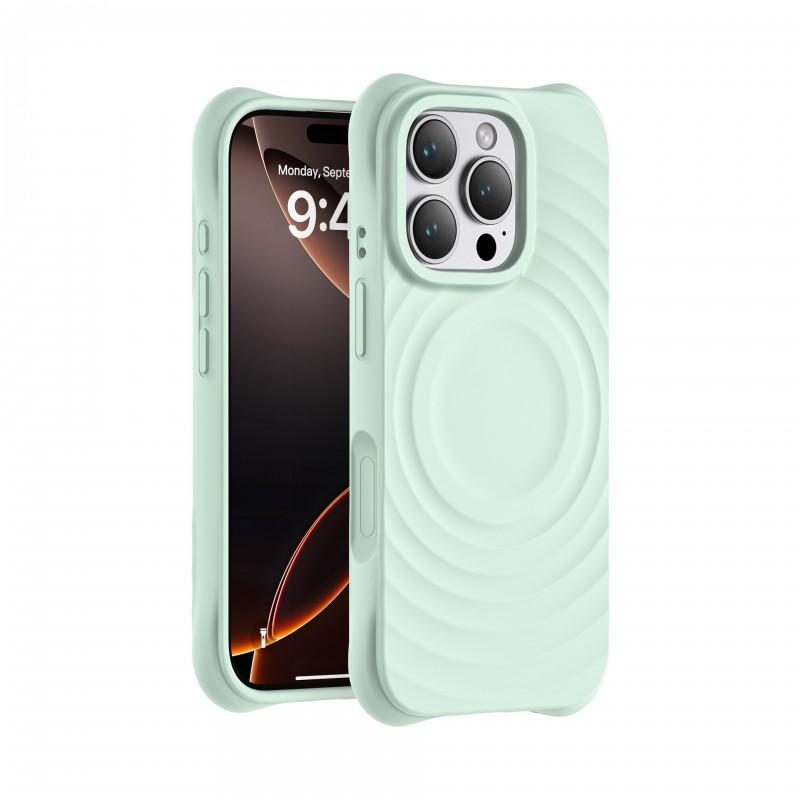 Liquid Silicone MagSafe Phone Case IPhone 17 Pro With Wave Texture Full Coverage Anti-Scratch Shockproof