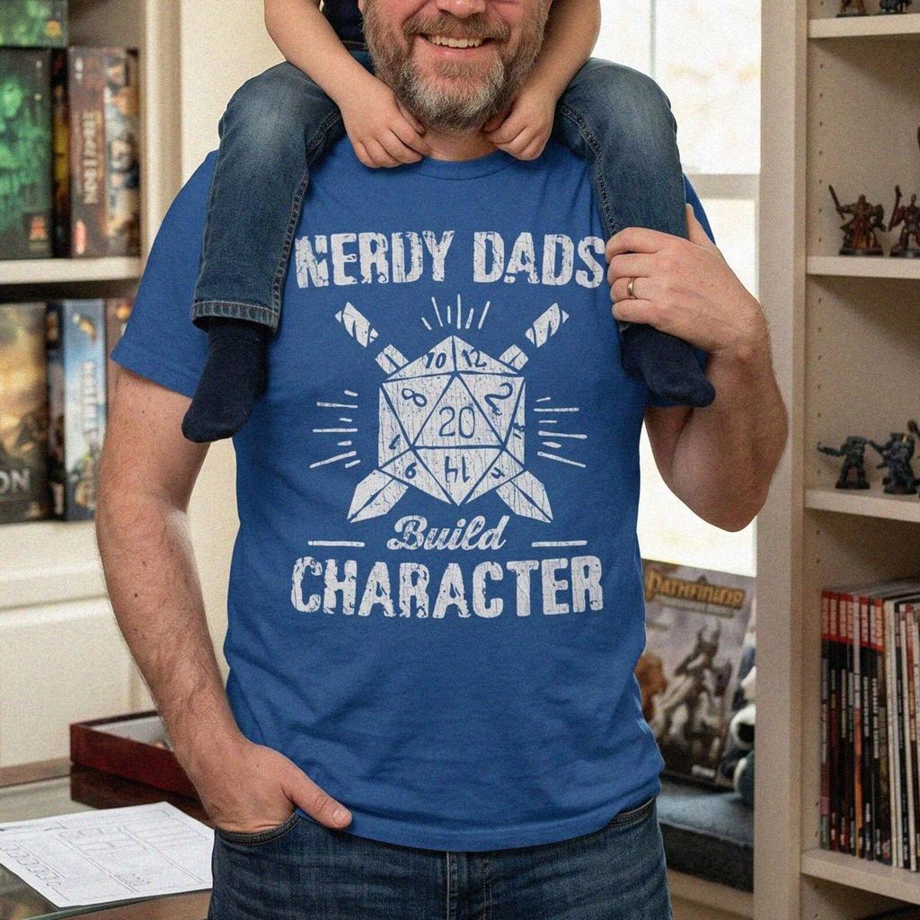 Vintage Dice Dad T-Shirt, Tabletop Gamer Tee, Nerdy Father Build Character