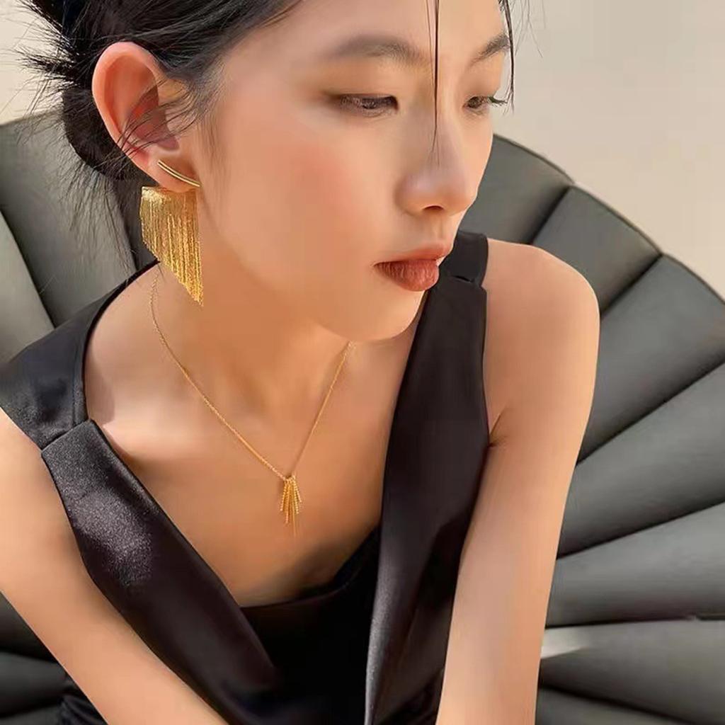 Stylish Metal Dangle Earrings Unique Bling Long Tassels Ear Rings Eye Catching Fringe Eardrops Accessories for Women