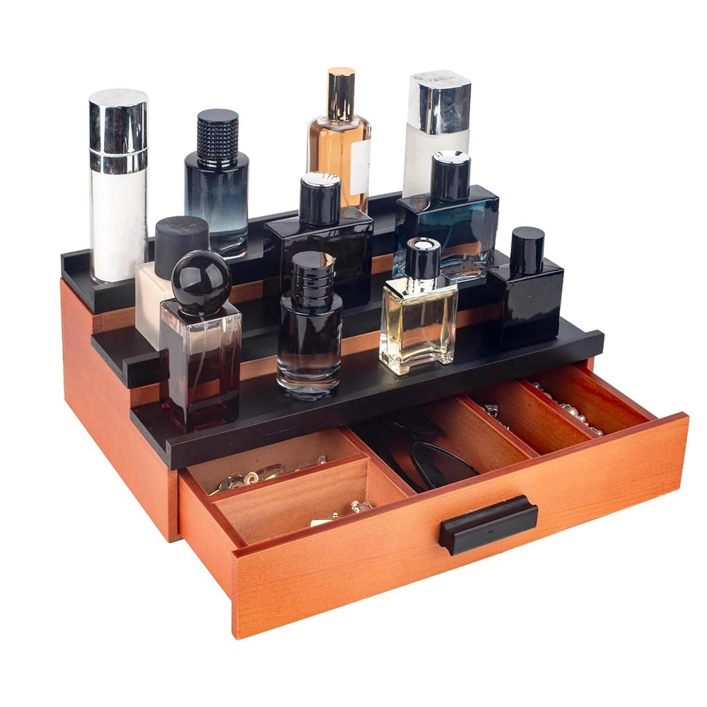 Деревянная подставка для одеколона, органайзер с 3 ярусами, ящик для хранения парфюмерной коллекции, мужские аксессуары для спальни