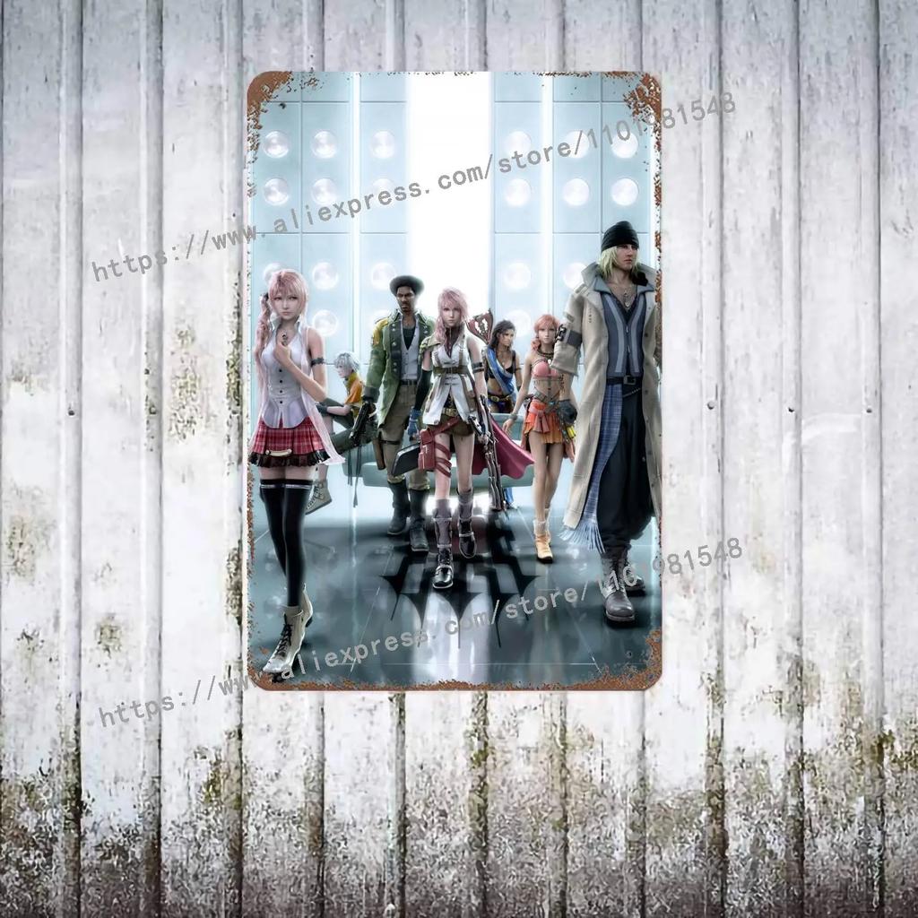 Ёситака Амано Постер Final Fantasy VIIs Винтажная Жестяная Металлическая Табличка Декоративная Пластина для Паба Бара Мужской Пещеры Клуба Настенное Украшение