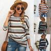 Women's Fashion Stripe Round Neck Plus Size Sweatshirt Top