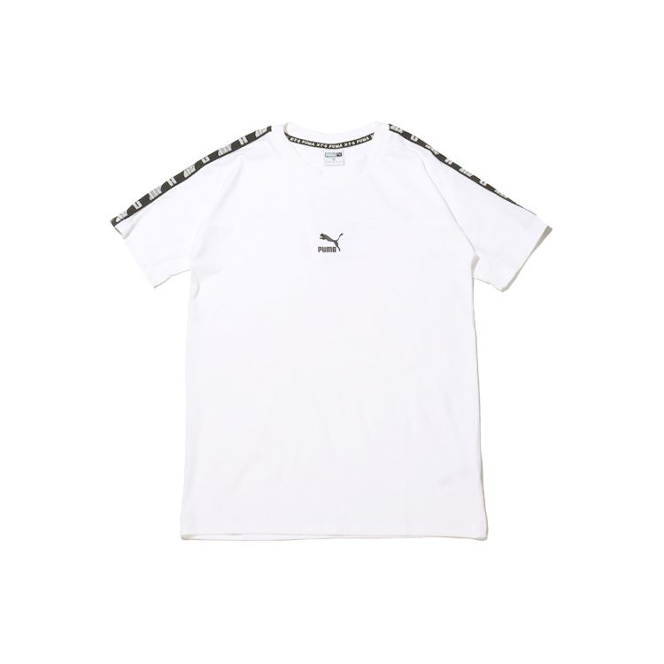 Puma Logo Sports Round Neck Pullover Short Sleeve T-Shirt Men Tops White 595959-02