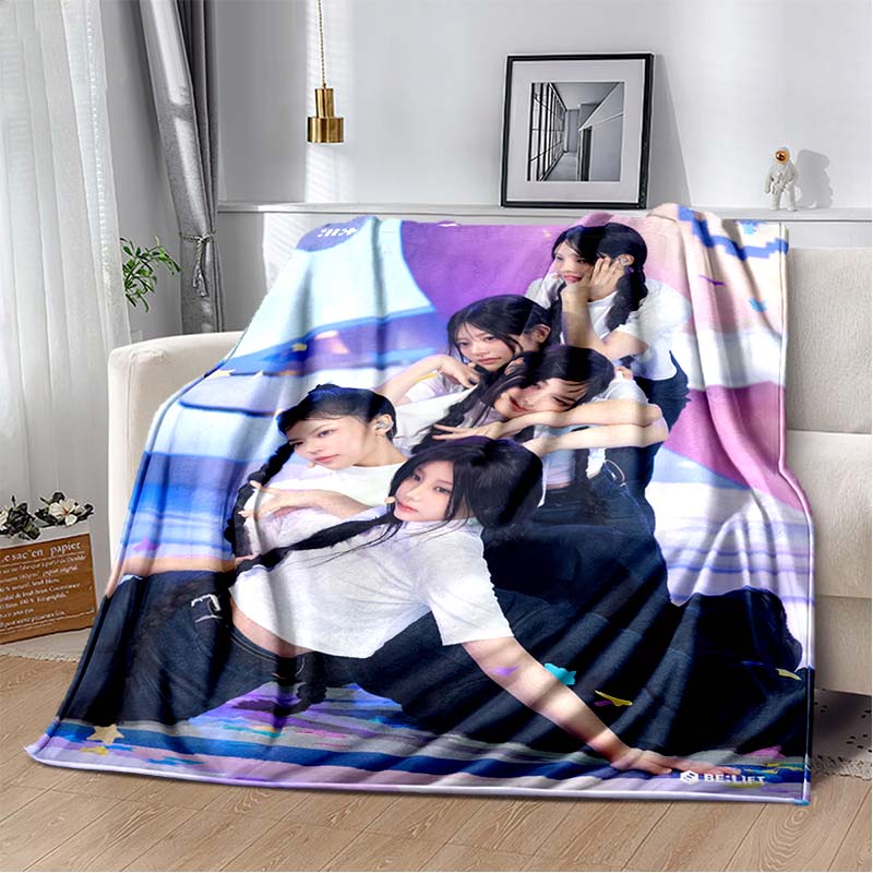 3D Printed Flannel Blanket I-ILLIT Combo K-POP Home Sofa Bed Blanket | Birthday Gift, Customizable