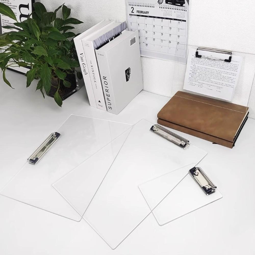 A4/A5/B5/A6 Clipboard Acrylic Menu Clip Board Simple Document Clip Holder Students