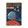 1 шт. Ретро Космический Жестяной Знак, Добро Пожаловать в Космос Металлическое Настенное Искусство с Рисунком Ракетой и Планетами, Научно-фантастический Винтажный Декор 8x12 Дюймов Железный P