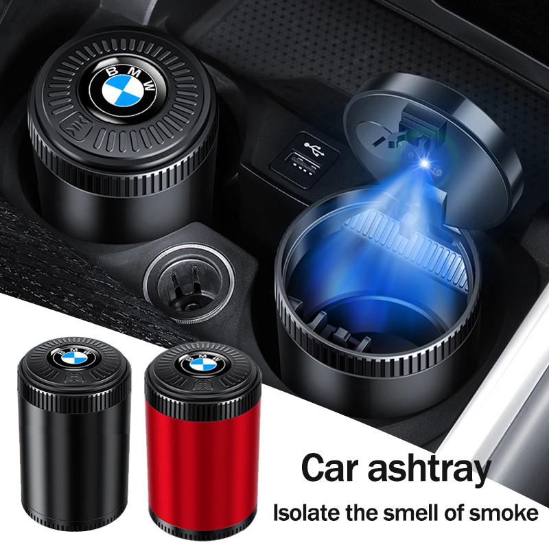 Car Stickers Car LED Ashtray Atmosphere Light Ashtray For BMW G30 G20 G05 X4 X5 X6 E39 Car Flame Retardant Cigarette Holder Cup JG4