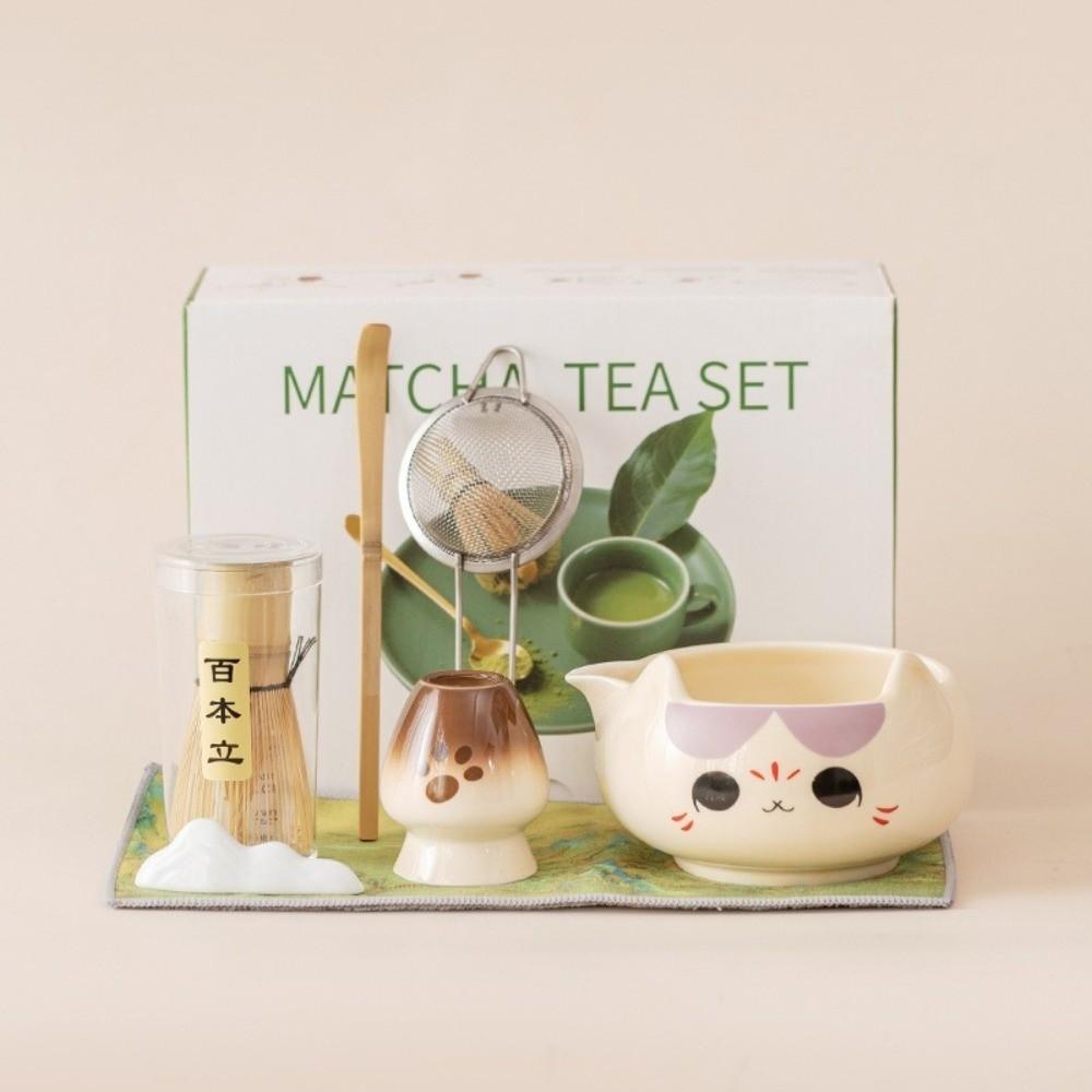 2/5/7pcs Ceramic Bowl Matcha Tea Set Bamboo Whisk Matcha Brewing Kit Perfect Matcha