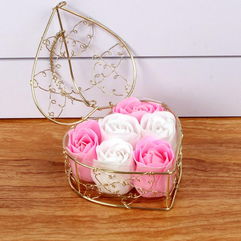 1PC Soap Flower Simulated Flower Valentine's Day Gift Rose Heart Box