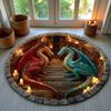 Круглые ковры Dragon Book 3D Книжная библиотека Фэнтезийный ковер Мифическое существо Домашний декор Подарок для любителей драконов Любитель драконов Книжный декор