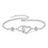 Crystal Double Heart Charm Bracelet with Secure Clasp Adjustable Wristchain Fashionable Party Accessories for Ladies