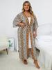 EDOLYNSA Коричневый женский кардиган больших размеров, кимоно, туника, купальный костюм, накидка со змеиным принтом, легкий отпуск, домашняя одежда в стиле бохо, пляжная одежда Q1414