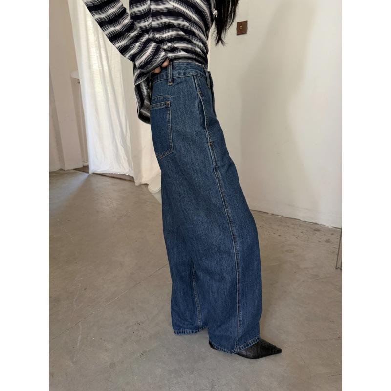 New autumn products, high-waisted retro wide-leg design, thin casual jeans, versatile casual pants