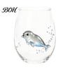 Stylish Nautical Themed Cup Marine Animal Theme Clear Glass Tumbler, Handcrafted Painted Glassware, Elegant Celebration Gift Creative Unique Drinking