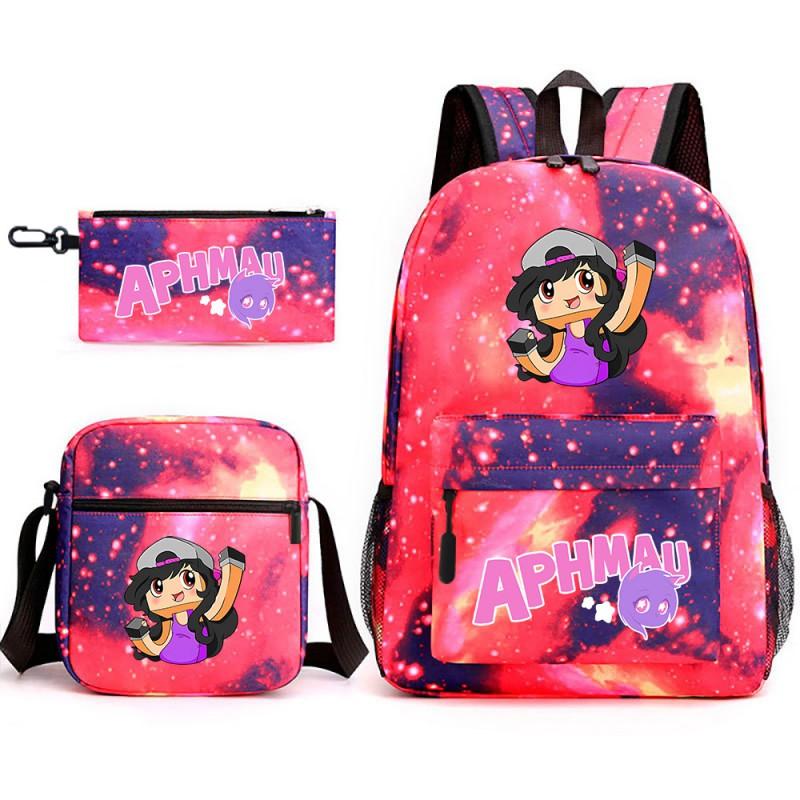 Школьный рюкзак Aphmau в стиле аниме с пеналом и сумкой через плечо для подростков, ткань Оксфорд, объем 20-35 л