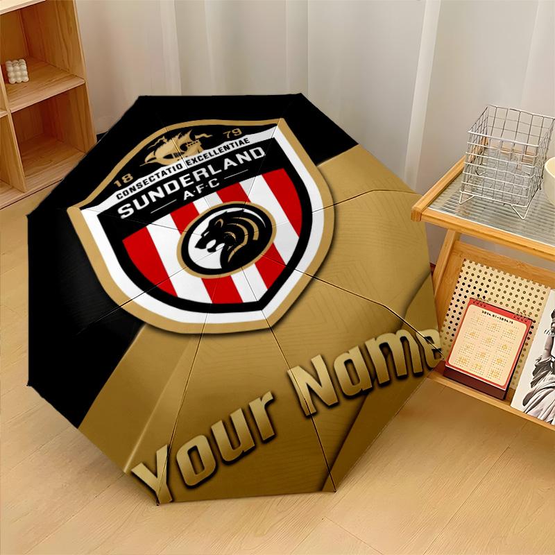 Автоматический 3-складной зонт Sunderland FC, 8 ребер, ветрозащитный, складной, защита от солнца и дождя, для путешествий на открытом воздухе, на каждый день