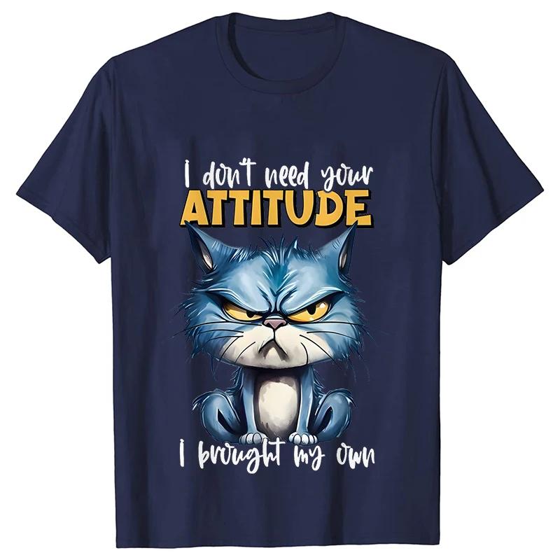 Funny Cat Sarcastic Antisocial Attitude Print Tshirts for Women Angry Cat Tshirts Not Today Introvert Female Tee Shirts Femme