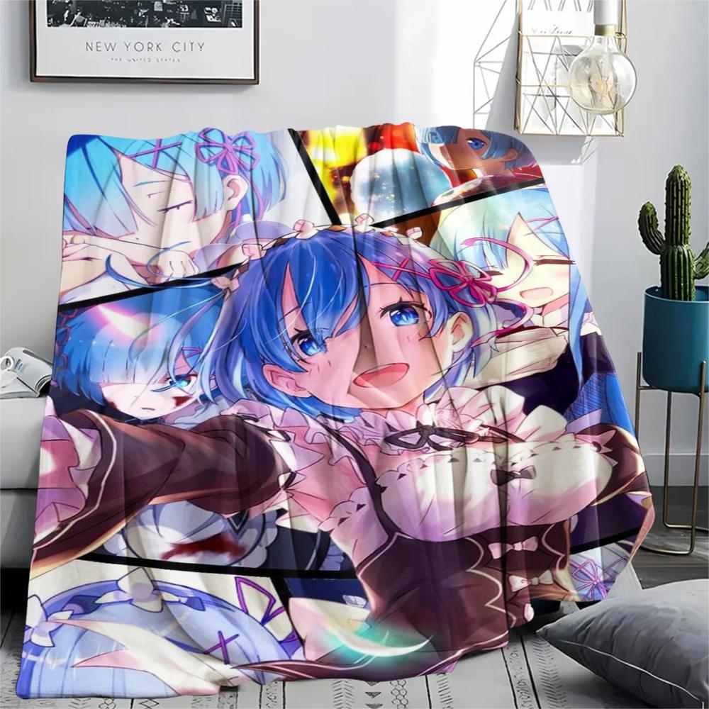 1Pc ReZero Print Flannel Blanket, High quality Comfortable for All Seasons, Home Decor, Warmth and Comfort, Perfect for Christmas Gifts