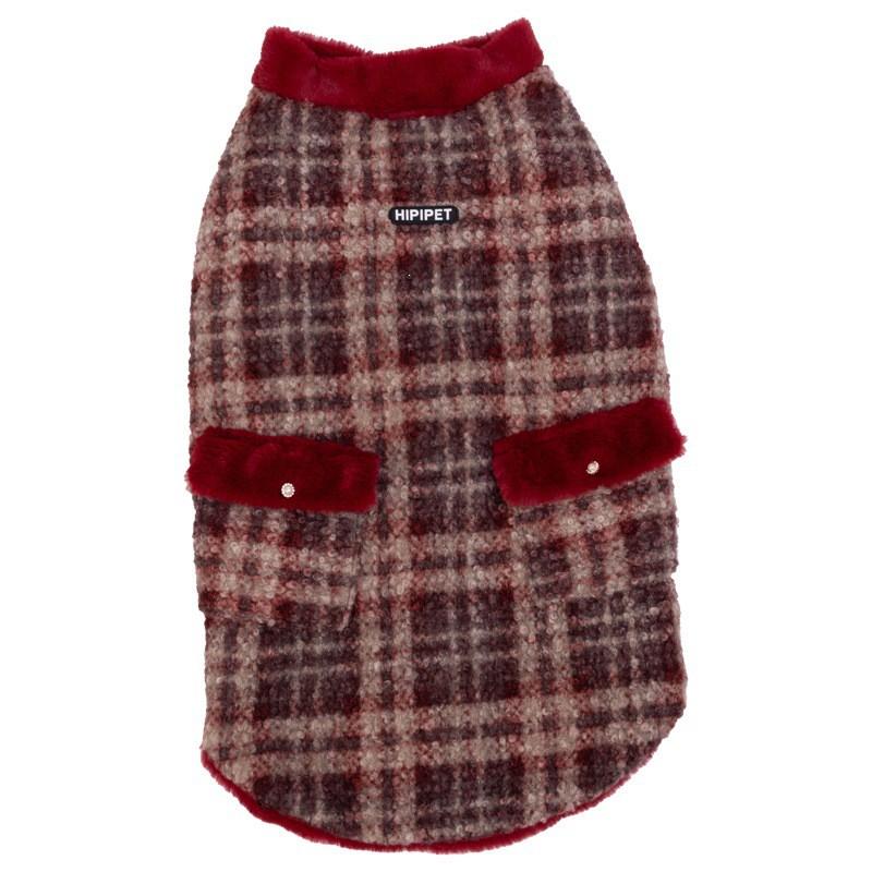 Thick Plaid Dog Vest Large Breeds Samoyed Golden Retriever Winter Warm Pet Coat No Sleeve