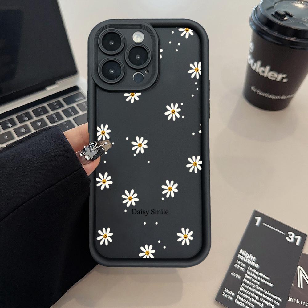 Летний дизайн с цветами ромашки Эстетичный чехол для телефона iPhone 17 Pro Max Чехол iPhone 16 Pro 15 14 13 12 Pro Max Япония Кавайная девушка Мягкий чехол