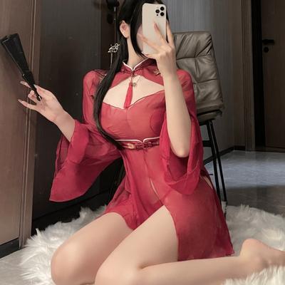 Эротическое нижнее белье антикварный Guochao страсть сексуальный костюм кровать карман на животе флирт чонсам ханфу униформа женщины