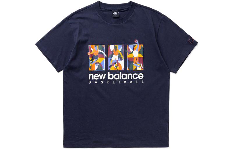 Men's New Balance T-Shirts Men's Dark Blue Crew Neck Moderate