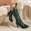 Женские высокие ботинки на шнуровке с каблуком-бокалом, 2025 год, размеры 34-43