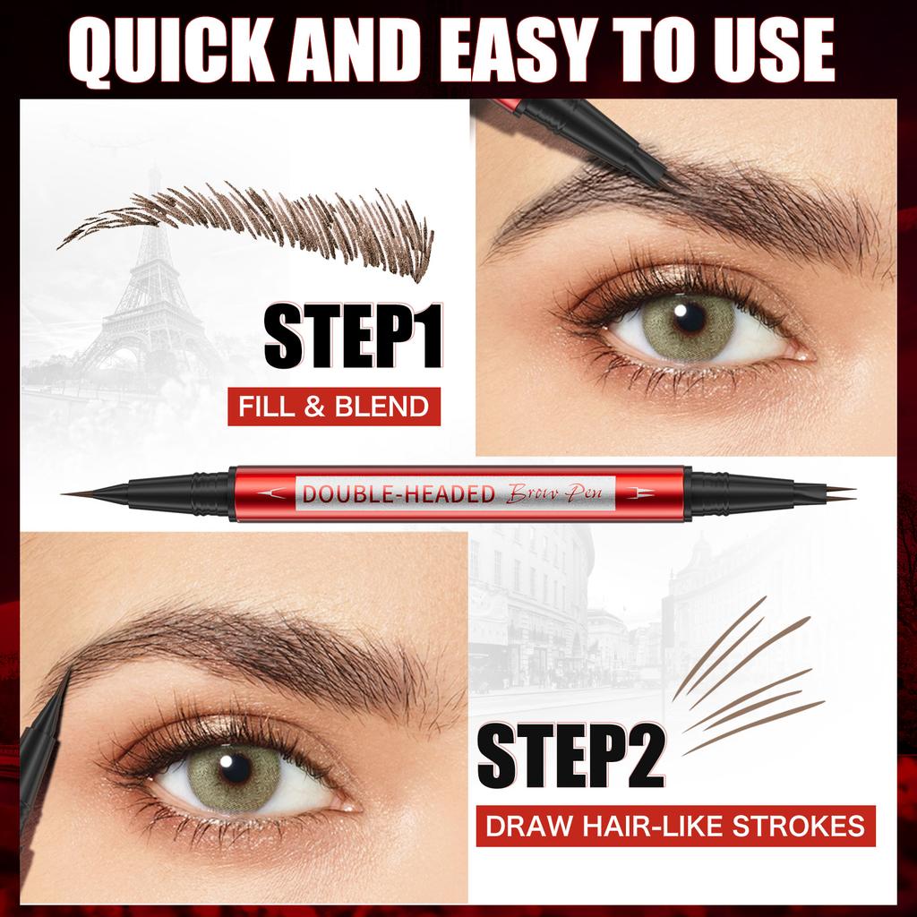 Red Tube Double-Headed Binary Eyebrow Pencil Waterproof And Non-Smudging Natural Wild Bionic Eyebrow Two-In-One Eyebrow Pencil