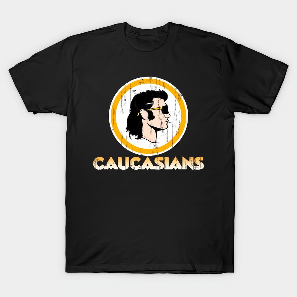 Caucasians New Logo Parody Black T shirt-4X Casual T-Shirt Mens Kids