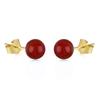 [M6683] - Gold Plated 'Mineralia' Red Agate Earrings - 6 Mm
