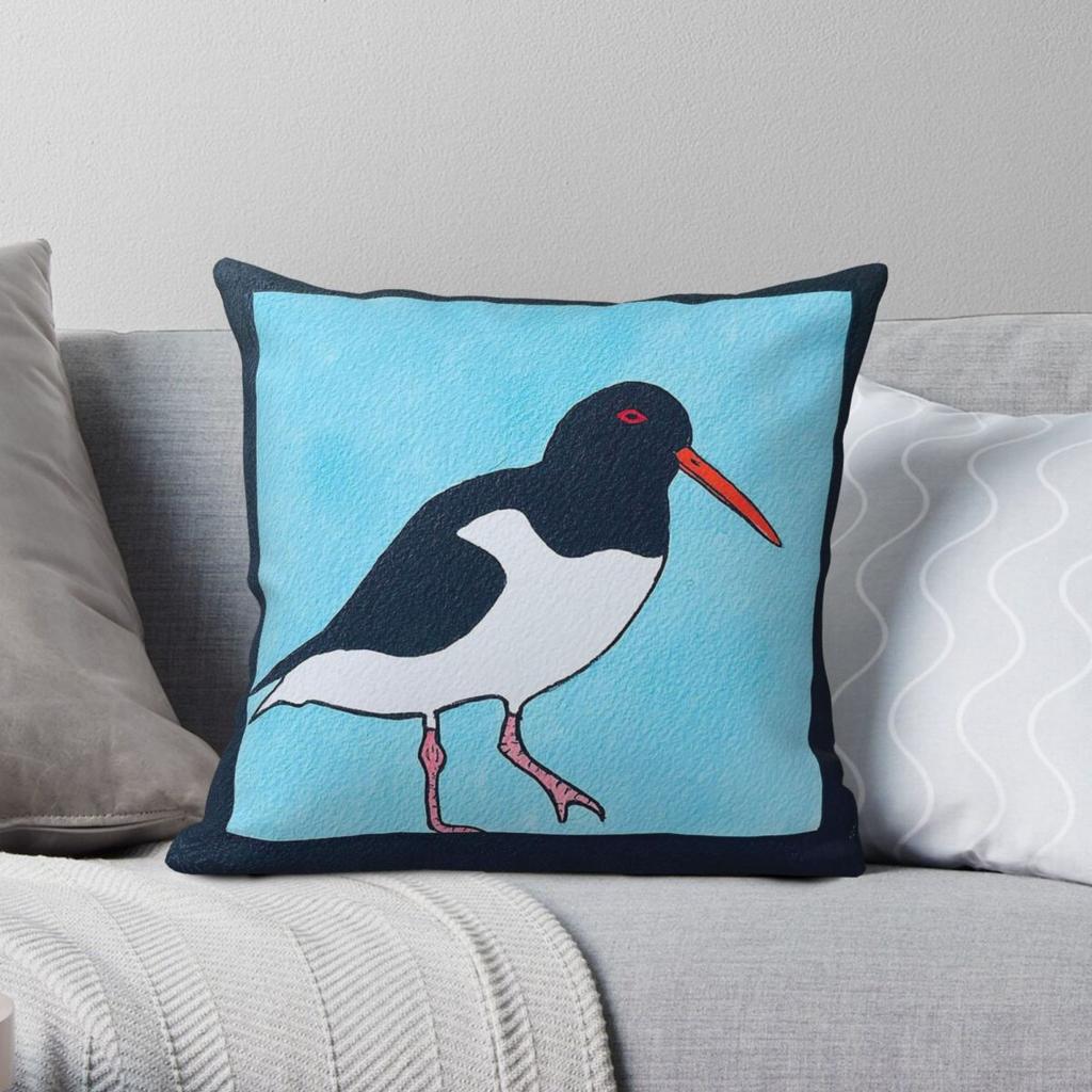 Oystercatcher In The Blue Square Pillowcase Polyester Linen Velvet Creative Zip Decor Home Cushion Case