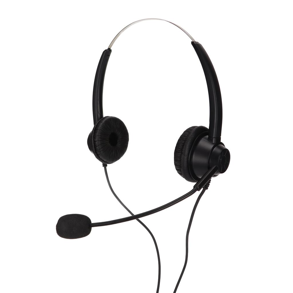 Customer Service Headset Noise Cancelling RJ9 Plug Binaural Wired Telephone Headphone with Mic for VOIP Phones